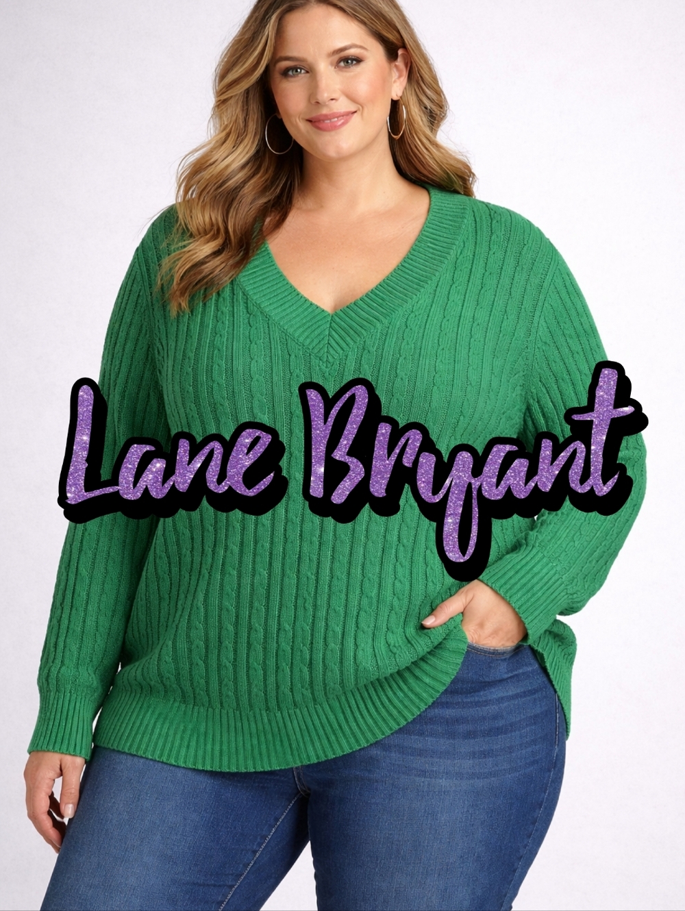 Lane Bryant Sweater Green Women's Sweater Plus Size
